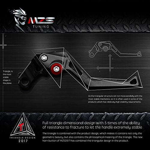 MZS Black Motorcycle Brake Clutch Levers, Short Adjustable CNC Handle Set - color: Black