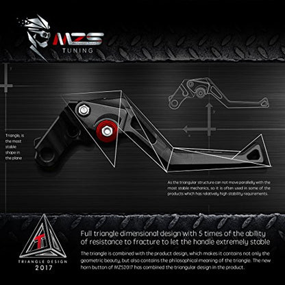 MZS Black Motorcycle Brake Clutch Levers, Short Adjustable CNC Handle Set - color: Black