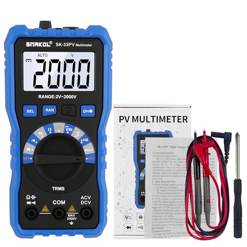 Digital Multimeter Tester, 2000V Volt Meter TRMS, High Voltage Meter for AC DC Voltage, Resistance, Continuity, Diode, Frequency Test with NCV, Backlit LCD Display, Data Hold, Auto-Ranging
