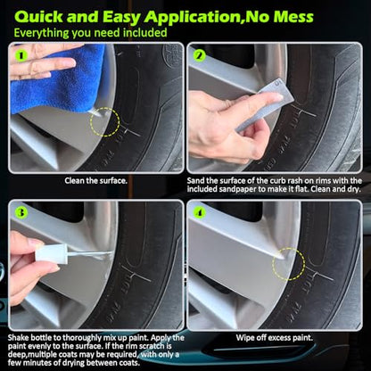 FOLLOWIN Silver Rim Touch Up Paint, Car Wheel Scratch Repair Kit, 1 fl oz - color: Bright Silver