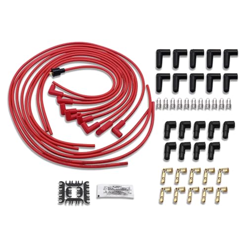 8.5mm Spark Plug Wires Set Red with 90 Degree Boots - color: Red, style: 90 Degree Boots