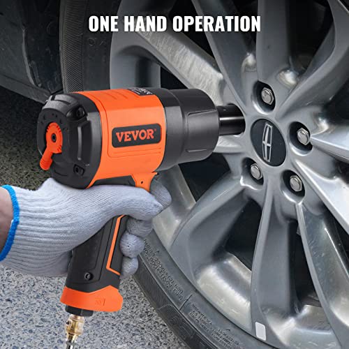 VEVOR 1/2-Inch Air Impact Wrench - High Torque 1400 ft-lbs - Lightweight 4.6 lb - Includes 11-Piece CR-V Steel Impact Socket Set & Carrying Case - size: 7*7.3inches
