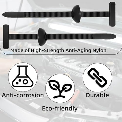 200pcs Nylon Universal Cable Tie Buckle for Car Heavy Duty Auto Body Fasteners With Buckles Plastic Rivet Zip for Bumper Fender Liner & Door Panel One-Way Locking Includes Cutting Pliers