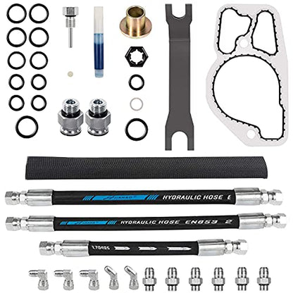 High Pressure Oil Pump HPOP Hoses Lines Kit & Crossover Line & Master Service Kit for Ford 7.3L Powerstroke Diesel engines F-series E-series Excursion 1999 2000 2001 2002 2003 - style: HPOP Hoses Lines Kit+HPOP Master Service Kit