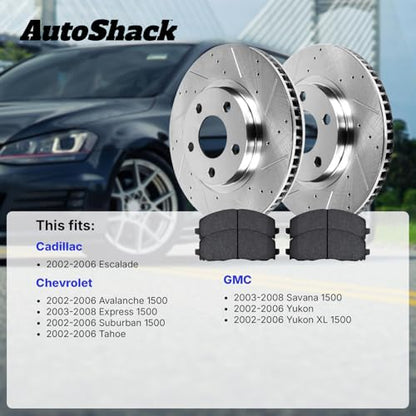 AutoShack Front & Rear Zinc Coated Rotors & Pads for Chevy Tahoe 2006 - style: SilverShiled Pro & Pad