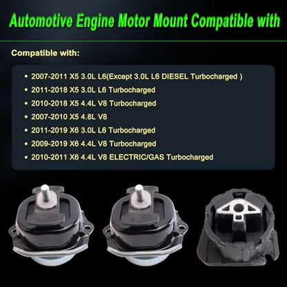 Engine Motor Mount fit BMW 07-18 X5 3.0L/4.4L Turbo/4.8L - size: 2007-2018 X5 3.0L