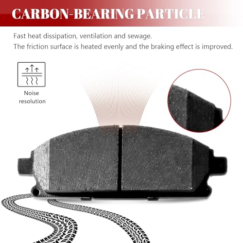 Ceramic Disc Brake Pads Set Front and Rear Replacement for Nissan Quest 2004 2005 2006 2007 2008 2009 2011 2012 2013 2014 2015 2016 2017/ X-Trail 2005-2006