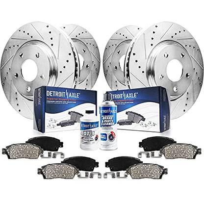 Detroit Axle - Drilled Brake Rotors Brake Pads for 2014-2019 Nissan Rogue - size: 10PR42375/kit