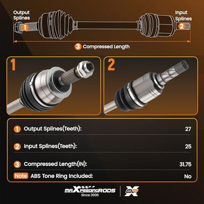 maXpeedingrods 2PCS Pair 2 Front CV Axle Assembly for Subaru Forester - size: for 66-7568-2PC