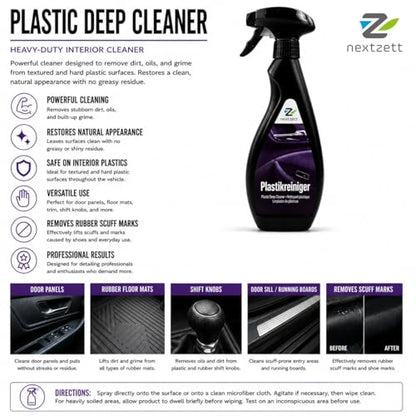 nextzett Plastic Deep Cleaner – Interior Cleaner for Plastic, Vinyl & Trim – Removes Dirt & Revives Color – 16.9 fl oz