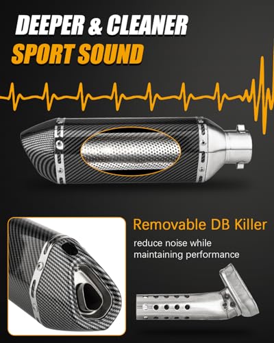 Motorcycle Slip-On Muffler 1.5-2" 38-51mm w/DB Killer - color: Carbon Fiber Pattern
