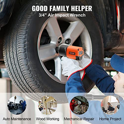 VEVOR Air Impact Wrench, 3/4-Inch Drive Air Impact Gun, Up to 1870ft-lbs Nut-busting Torque, Composite Pneumatic Impact Wrench for Auto Repairs and Maintenance Heavy Duty - size: 3/4-Inch/1870ft-lbs