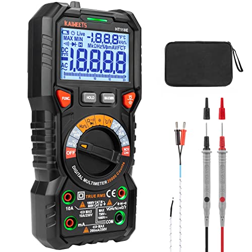 KAIWEETS Digital Multimeter 20000 Counts Auto-Range Voltmeter for Home Car - size: 20000 counts