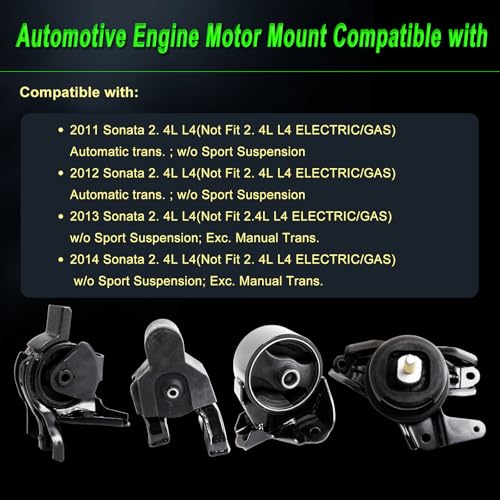 Engine Motor Mount Hyundai Sonata 2.4L 11-12 Auto/13-14 Exc. Manual - size: 2011-2014 Sonata 2.4L w/o