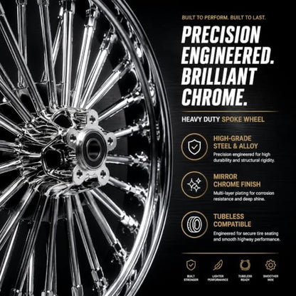 TOFR 21x3.5 Fat Spoke Chrome Front Wheel For Harley Softail Choppers - color: Chrome, size: Front:21x3.5
