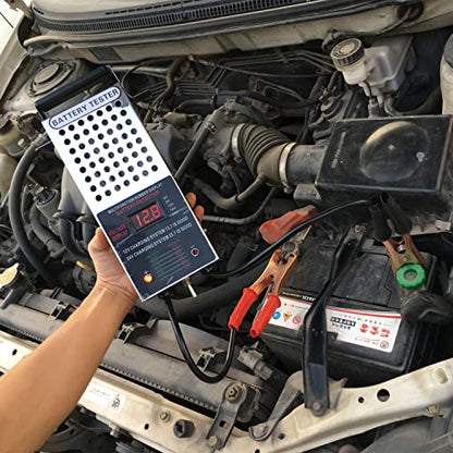 Battery Load Tester, Car Battery Load Tester, 6/8/12/16/24V Battery Alternator Tester Digital Voltmeter and Alligator Clips Battery Voltage Tester and Charging System