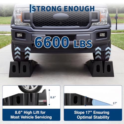 Garvee 2 Pack Low Profile Car Service Ramps, 3.5 t Heavy Vehicle Lift Ramps - color: Black, size: 3.5 T
