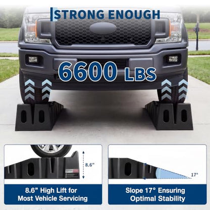 Garvee 2 Pack Low Profile Car Service Ramps, 3.5 t Heavy Vehicle Lift Ramps - color: Black, size: 3.5 T