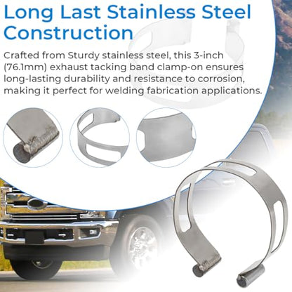 3" Stainless Exhaust Tacking Band Clamp-On for Welding Fabrication - style: 3 inch