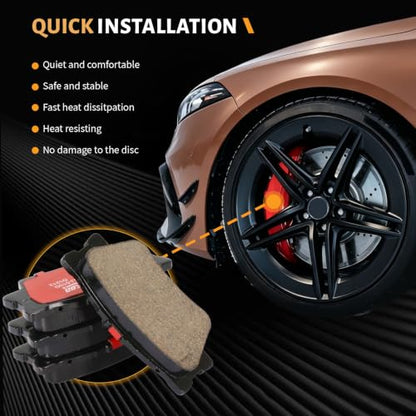 D1212 Rear Ceramic Brake Pads Kit Fit For Toyota Avalon 2008-2018, For Camry 2007-2023, For Matrix 2009-2013, For RAV4 2006-2018, For Lexus ES350 2007-2018, For ES300h 2013-2018 - size: HZ1212H