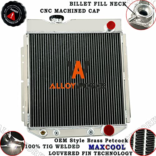 ALLOYWORKS 4 Row All Aluminum Radiator+Shroud+14"Fan For 1963-1966 Ford Mustang/Falcon/Mercury/Comet V8