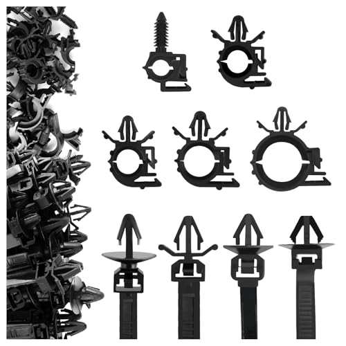 130PCS Car Wire Loom Clips,5 Sizes Wire Harness Clips Push-in Design for Storing and Protecting Cables,Automotive Cable Clip Assortment Kit Universal Fit for Cars/Trucks/SUV