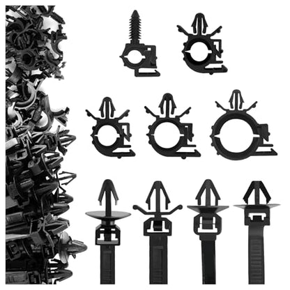 130PCS Car Wire Loom Clips,5 Sizes Wire Harness Clips Push-in Design for Storing and Protecting Cables,Automotive Cable Clip Assortment Kit Universal Fit for Cars/Trucks/SUV