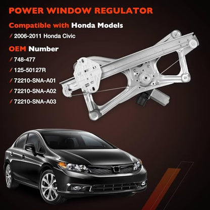 Front Right Side Window Regulator w/Motor Assembly fits 06-11 Honda Civic - size: 748-477
