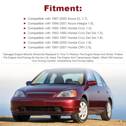 Front Right Left Engine Motor Mount Replacement for Honda Civic 1.6L - size: 1PCS-Compatible with 1996-2000 Civic 1.6L