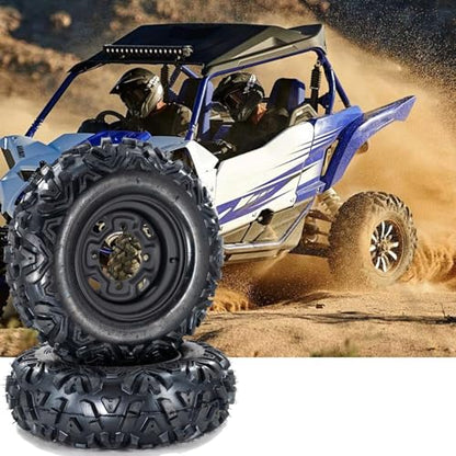 ATV/UTV Tires 25x10-12, 25x10x12 ATV Tires and Wheels Set, 6PR, 4x156 Bolt Pattern, 4+3 Offset, Compatible With UTV ATV Off-Road Vehicles, Set of 2