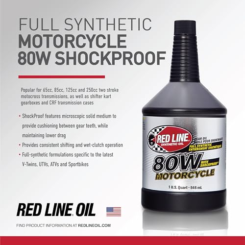 Red Line 42704 80W Synthetic Motorcycle Gear Oil with Shockproof - 1 Quart