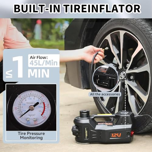 ROGTZ Electric Car Jack Hydraulic Kit 5T Tire Inflator Pump for Car Repair - color: Black Jack Only