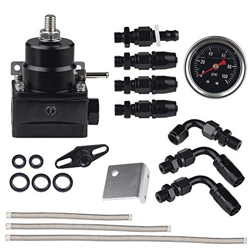 EFI Fuel Pressure Regulator Kit with 100 Psi Pressure Gauge AN6-6AN