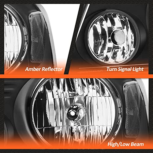 for 2004-2008 Ford F150 Headlights Assembly Black Pair - color: B-Black Housing Clear Reflector
