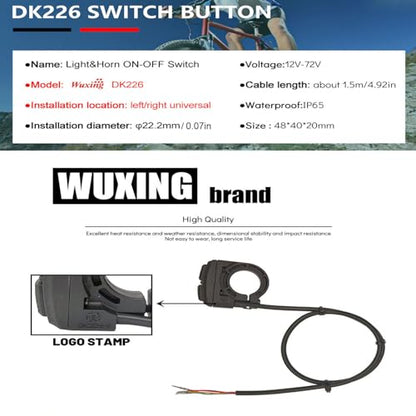 Universal 2in1 Ebike Light and Horn Switch Motorcycle Headlight Horn Button - style: 2-in-1 switch DK226