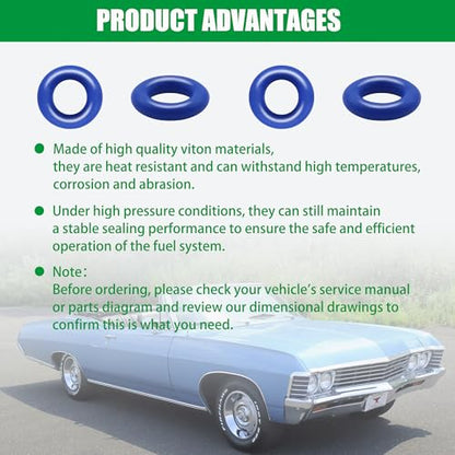 JA&MIU 10 PCS Fuel Injector O-Ring Set, Blue Viton (7.52mm X 3.53 mm) - size: Bule - 10