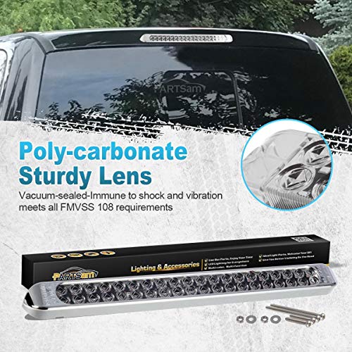 Partsam 2Pcs 17 Inch Amber Led Truck Trailer Light Bar 40 LED Clear Lens Dual Row, 17" Sealed LED Waterproof Submersible Turn Signal Tail Clearance Marker Identification Truck Trailer Light Bar - color: Amber Led