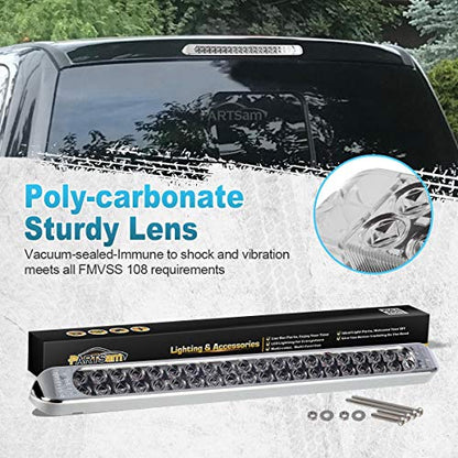 Partsam 2Pcs 17 Inch Amber Led Truck Trailer Light Bar 40 LED Clear Lens Dual Row, 17" Sealed LED Waterproof Submersible Turn Signal Tail Clearance Marker Identification Truck Trailer Light Bar - color: Amber Led