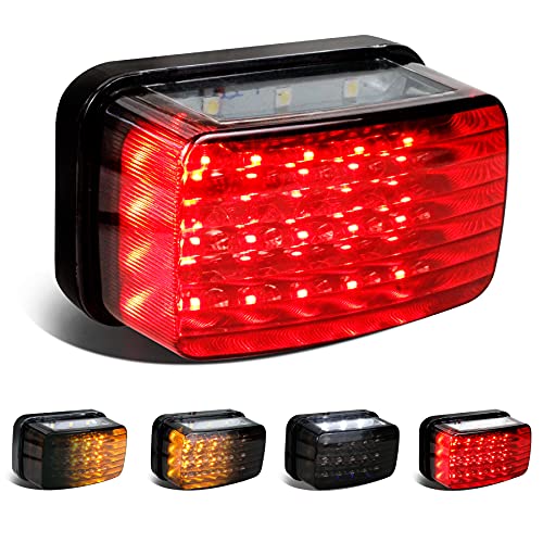 LED ATV Brake Tail Lights, Smoked Motorcycle Taillight with Turn Signals Compatible with Yamaha Grizzly Big Bear Bruin Kodiak Wolverine Rhino Viking, Replacement for 5km-84710-01-00 - color: Smoked Lens