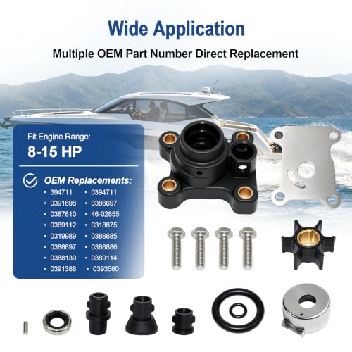 MARKGOO Water Pump Repair Kit 394711 for Johnson Evinrude Outboard 8-15 HP - color: 394711 fits 8 9.9 10 15HP