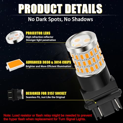 iBrightstar 3157 LED Bulb Amber, 3157a LED Turn Signal Bulbs Super Bright for vehicle Blinker Lights and Turn Signal Lights, 2 Pack - color: Amber, size: 3157