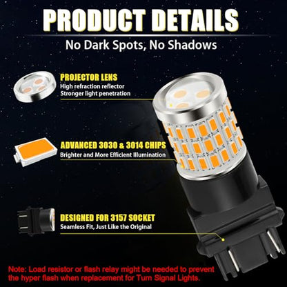 iBrightstar 3157 LED Bulb Amber, 3157a LED Turn Signal Bulbs Super Bright for vehicle Blinker Lights and Turn Signal Lights, 2 Pack - color: Amber, size: 3157
