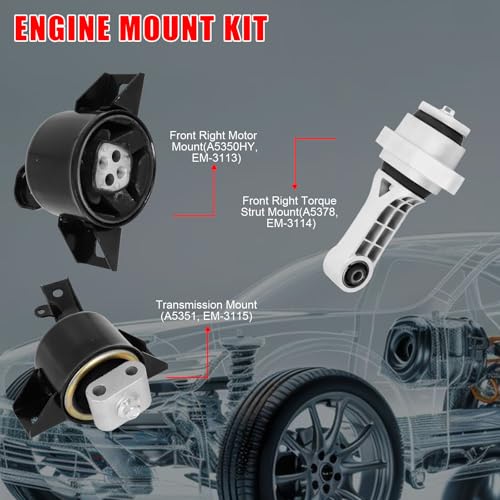 3Pcs Engine Motor Mounts & Trans Mount for Chevrolet Aveo 2004-2011 - size: 2006-2011 Chevrolet Aveo5 L4 1.6L Manual Trans
