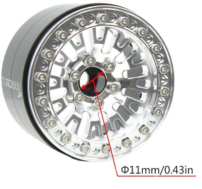 198g Super Heavy Duty 2.2 Beadlock Wheel Rims for 1/10 RC Crawle (Silver) - color: Silver