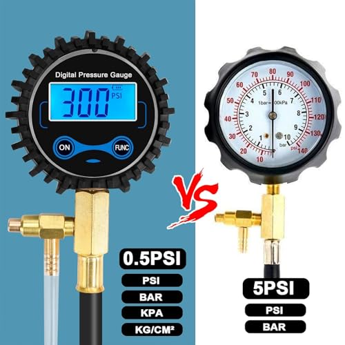 BETOOLL Digital Fuel Pressure Gauge - Black Case Fuel Pressure Test Kit - Fuel Injector Injection Pump Pressure Tester Tools 0-300PSI for Cars and Trucks - size: Digital BK