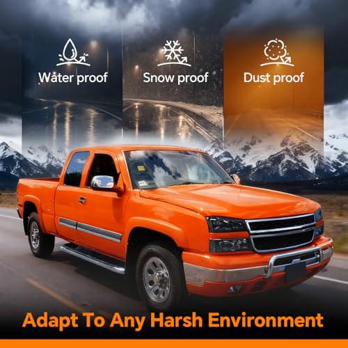 G-PLUS Headlights Assembly & Tail Lights Fit Chevy Silverado 1500 1500 HD 2500 2500 HD 2003-2006, Smoky Lens Black Housing Clear Reflector Headlamps Assembly Red Taillights - color: Smoky Lens Black Housing Clear Reflector & Red, size: Basic