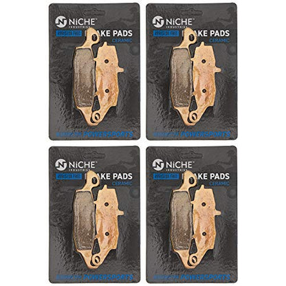 NICHE Front Rear Brake Pad Set for Kawasaki 43082-1264 Ceramic 4 Pack - size: 4 Sets (4 Wheels)