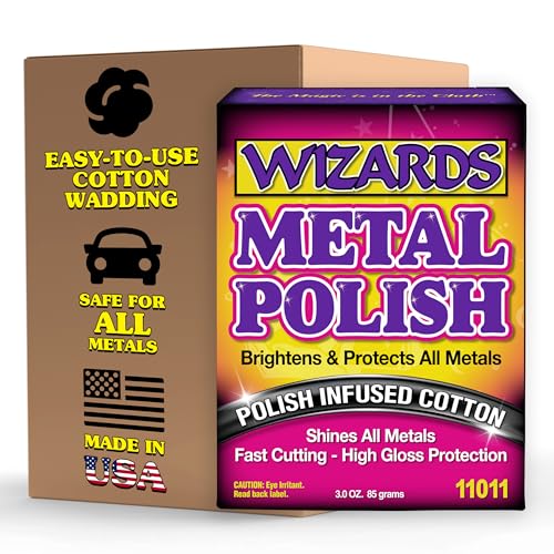 Wizards Metal Polish Infused Cotton Wipes - Fast-Cutting Formula, 3 oz