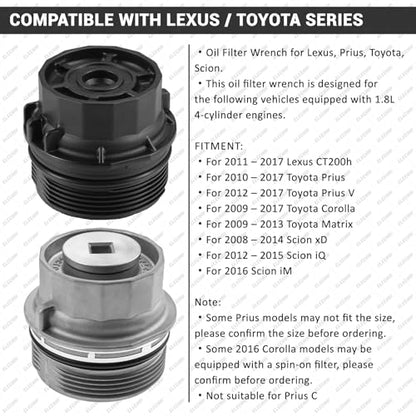 64mm 14 Flutes/6 Slots Oil Filter Cap Wrench Removal Tool Socket Compatible with Toyota, Lexus, Prius, and Scion Vehicles Equipped with 1.8L 4-Cylinder engines, Black Heavy-Duty Aluminum - size: 6 Slot