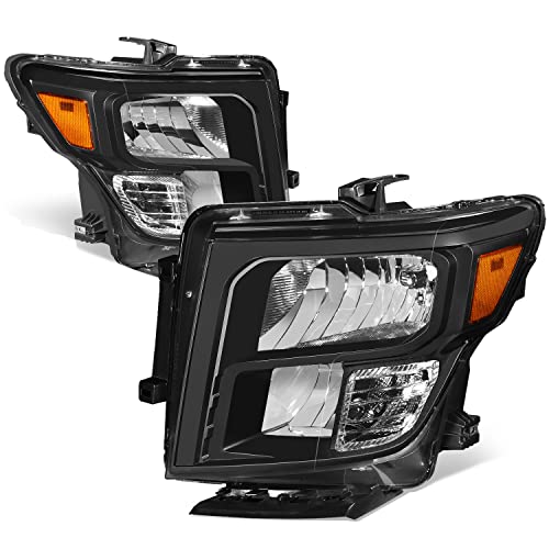 Auto Dynasty Headlights Assembly Compatible with 2016-2024 Nissan Titan (XD), Driver and Passenger Side Halogen Headlamps Replacement, NI2503250 NI2502250, Black Housing Amber Corner - color: Black / Amber